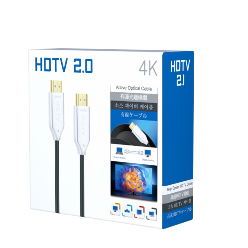 Câble de connexion de moniteur de ligne ultra claire 4K à fibre optique HDMI version 2.0, longueur : 50 m (blanc) SH708A1660-06