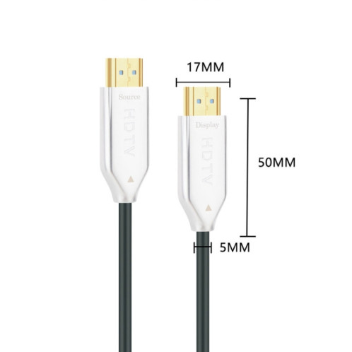 Câble de connexion de moniteur de ligne ultra claire 4K version 2.0 HDMI fibre optique, longueur : 90 m avec tige (blanc) SH712A1510-06