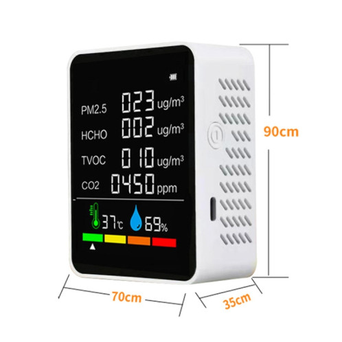 ZN-2COWT 6 en 1 PM2.5 Capteur infrarouge CO2 Formaldéhyde TVOC Température Détecteur d'humidité (Blanc) SH001A697-06
