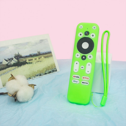 Pour ONN Android TV 4K UHD Streaming Device Y55 Couvercle de télécommande en silicone anti-chute (vert lumineux) SH601E258-05