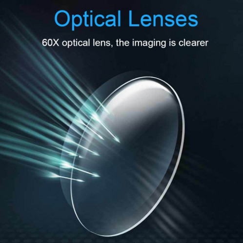 9882(RD) 60X Mini microscope optique de détection de billets de banque HD avec lumière LED, couleur : argent SH0401514-06