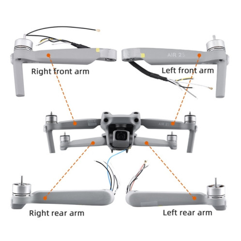 Pour DJI Mavic Air 2S bras avant gauche accessoires de réparation de coque de bras de Machine avant et arrière SH98011519-05