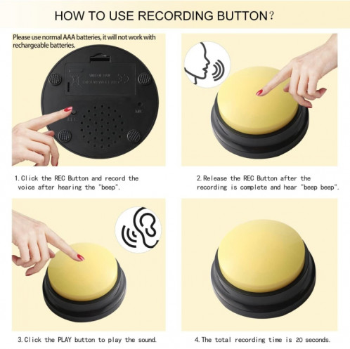 Pet Communication Button Dog Vocal Box Enregistrement Vocalizer, Style: Modèle d'enregistrement (Violet) SH401D37-07