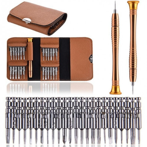 Lot de tournevis 25 en 1 Outil de réparation d'ordinateur portable pour téléphone portable (marron) SH801A620-04
