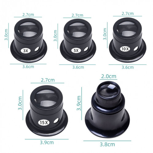 5 pièces loupe d'oculaire lentille en verre loupe de réparation de Type d'oculaire, fois: 10X SH51031675-06