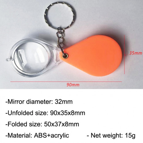 10pcs 10XFold Portable Étudiants à domicile et personnes âgées Tenir HD Mini Loupe Porte-clés (Orange) SH601A1977-06