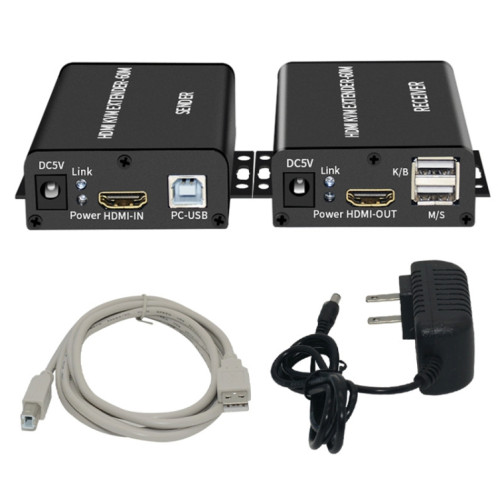 BW-HKE60A HDMI 60m KVM avec support d'extension USB Alimentation POE à une extrémité avec prise US (Noir) SH801A1801-09