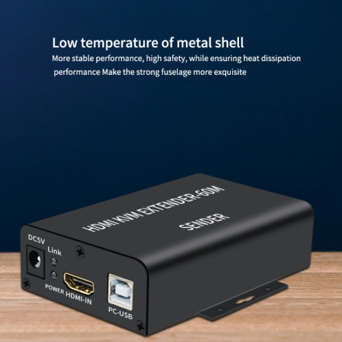 BW-HKE60A HDMI 60m KVM avec support d'extension USB Alimentation POE à une extrémité avec prise US (Noir) SH801A1801-09