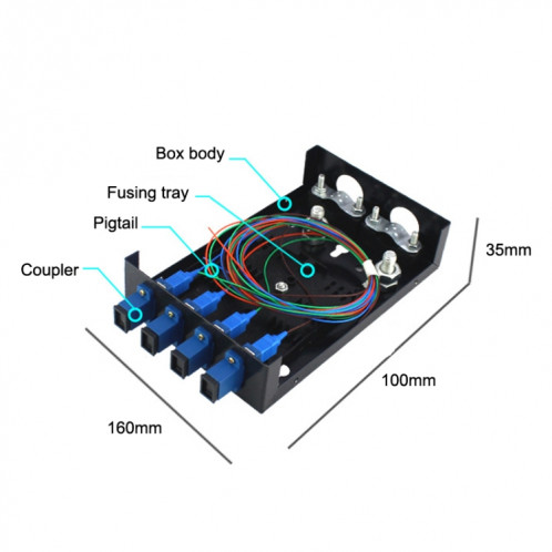 Le coffret d'extrémité de fibre optique de bureau de 4 ports a fondé le mur avec la bride de fibre à queue par Sc SH2918181-06