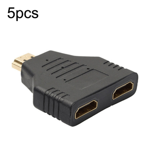 5pcs HDMI mâle vers 2 adaptateur femelle HDMI prise de transformation de conversion d'ordinateur HD (noir) SH701A652-05