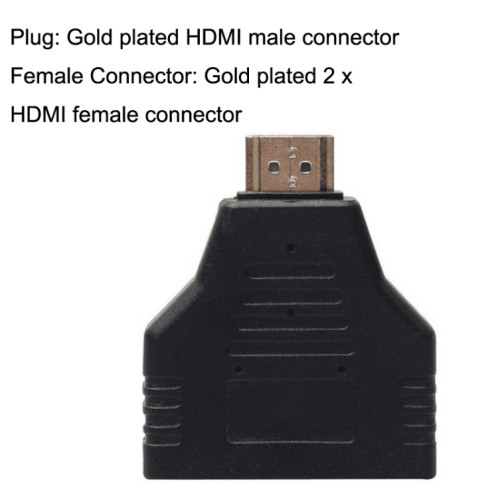 5pcs HDMI mâle vers 2 adaptateur femelle HDMI prise de transformation de conversion d'ordinateur HD (noir) SH701A652-05