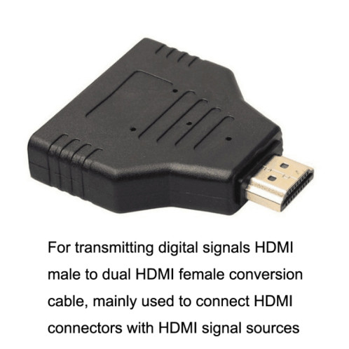5pcs HDMI mâle vers 2 adaptateur femelle HDMI prise de transformation de conversion d'ordinateur HD (noir) SH701A652-05