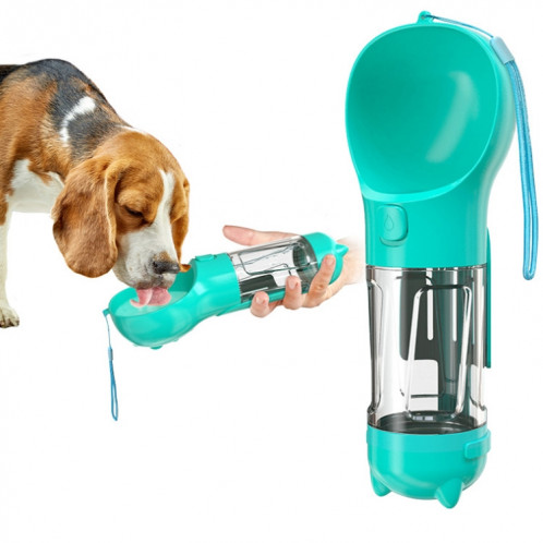3 en 1 fontaine d'eau extérieure étanche pour chien bouteille à boire portable pour animaux de compagnie, taille: 300 ml + boîte à nourriture (bleu lac) SH902A1953-06