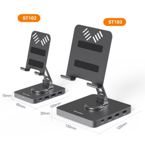 Blueendless 4K HD 60Hz Type-C/USB-C Expansion Dock Support de tablette pour téléphone portable, Spécification : 10 en 1 SB36011750-07