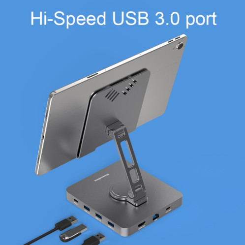 Blueendless 4K HD 60Hz Type-C/USB-C Expansion Dock Support de tablette pour téléphone portable, Spécification : 10 en 1 SB36011750-07