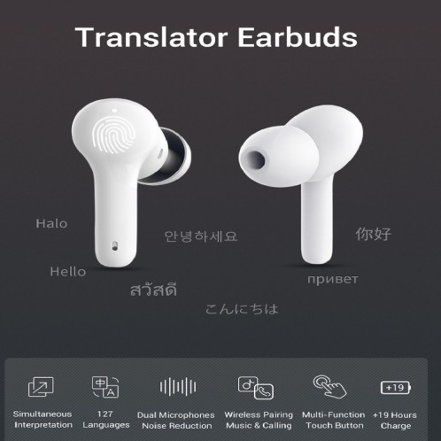 L'écouteur de traduction Bluetooth intelligent de traduction mutuelle multi-pays M6 prend en charge 127 langues (noir) SH401B1616-010