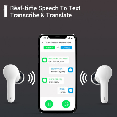 L'écouteur de traduction Bluetooth intelligent de traduction mutuelle multi-pays M6 prend en charge 127 langues (noir) SH401B1616-010