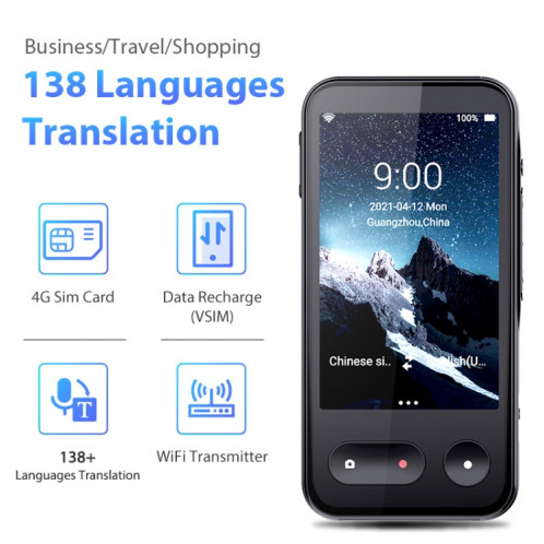 T7 4G Smart Voice / Photo / Traduction d'enregistrement La machine de traduction WIFI prend en charge 138 langues SH315093-09