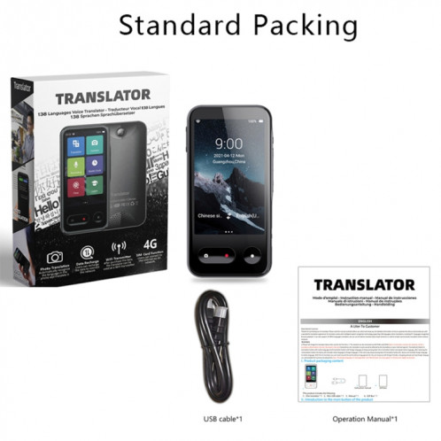 T7 4G Smart Voice / Photo / Traduction d'enregistrement La machine de traduction WIFI prend en charge 138 langues SH315093-09