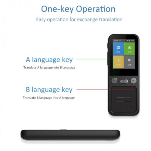Le traducteur de voyage T16 Smart AI Translation prend en charge la traduction mutuelle en 138 langues 14 traduction hors ligne (noir) SH301A799-09
