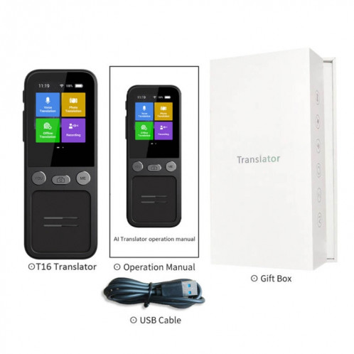 Le traducteur de voyage T16 Smart AI Translation prend en charge la traduction mutuelle en 138 langues 14 traduction hors ligne (noir) SH301A799-09