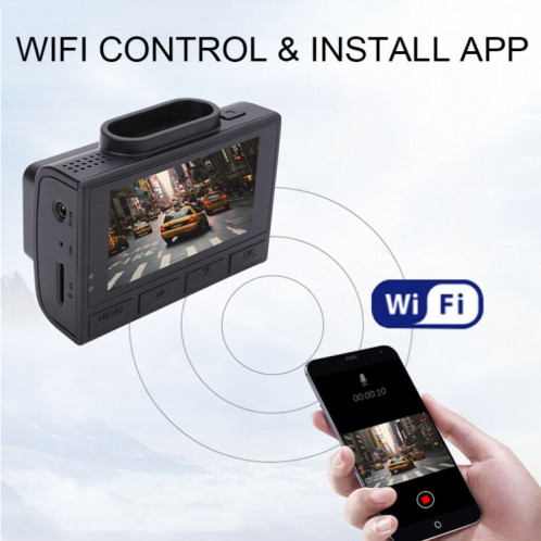 Enregistreur de conduite de voiture à double enregistrement M200 44K HD avec fonction WIFI + GPS SH31941087-07