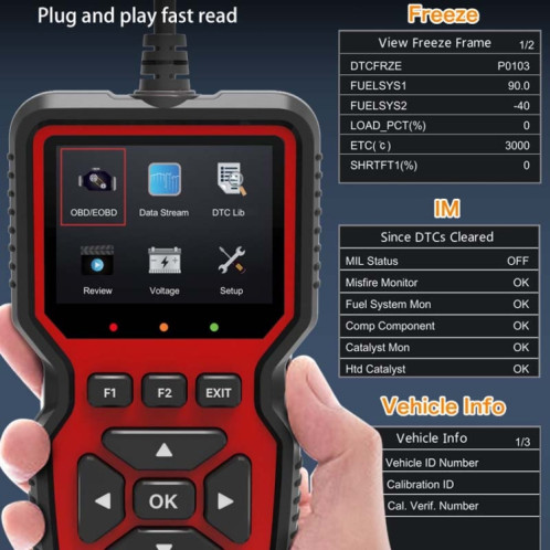 V519 OBD2 Détecteur de défaut de voiture à écran coloré SH3215817-09