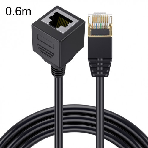 Tête droite 0,6 m Cat 8 10G Transmission RJ45 mâle à femelle câble d'extension de câble réseau informatique (noir) SH902A1264-06