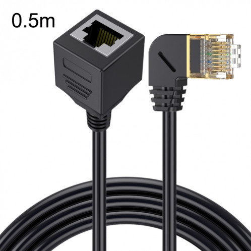 Courbure droite 0,5 m Cat 8 10G Transmission RJ45 mâle vers femelle câble réseau d'ordinateur câble d'extension (noir) SH908A55-06