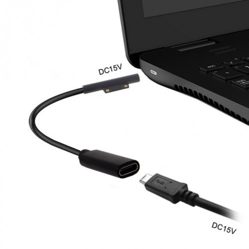 Câble de charge d'alimentation pour tablette de semoir rotatif mère Type-C / USB-C pour Microsoft Surface Pro 5/6, taille: 30 cm (noir) SH001A1588-05