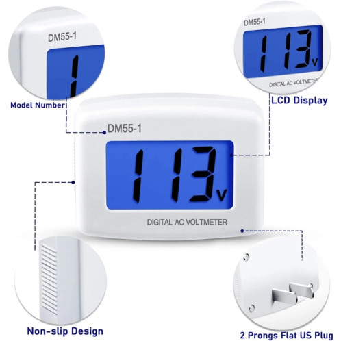 DM55-1 AC 110V 220V LCD voltmètre numérique testeur de tension détecteur mètre US Plug SH39011111-09