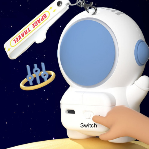 6052 Cartoon Space Man Fan avec lanière Portable Mini USB Chargeant le ventilateur portatif (Bleu clair) SH601B467-06