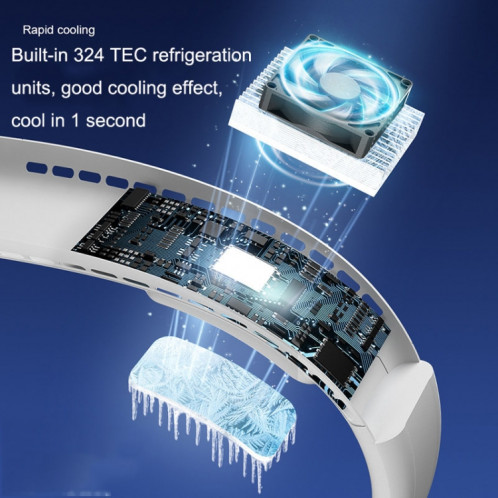 F63 Semiconductor Cooling Hanging Neck Fan USB Mini ventilateur extérieur silencieux (Blanc) SH401A283-06