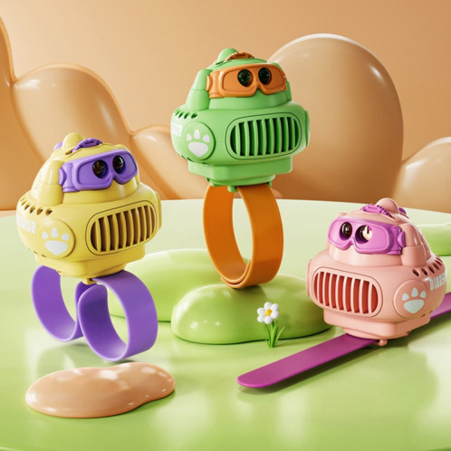 Dessin animé Dinosaure Montre Ventilateur Projection USB Étudiant Poignet Mini Ventilateur Sans Feuilles (Jaune) SH001B1760-06