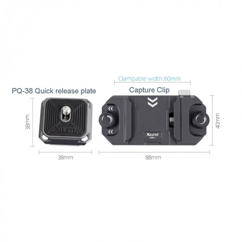 XILETU DSLR Camera Gimbal Arca Swiss Quick Release Plate Clamp, Spec: Capture Clip + PQ-38 SX86011403-07