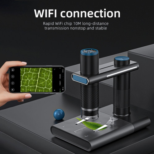 Loupe numérique de microscope électronique USB WIFI HD avec support (noir) SH401A646-06