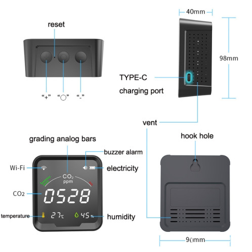 PTH-9CW Wifi détecteur de CO2 infrarouge Intelligent détecteur de qualité de l'air température à la maison et mètre d'humidité SH4191608-06