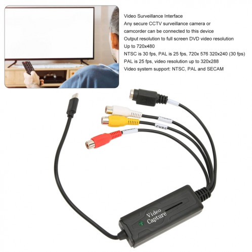 Carte vidéo USB-C/Type-C Convertisseur USB 3.1 Port 1 canal pour moniteur AV d'ordinateur de téléphone portable SH419793-06