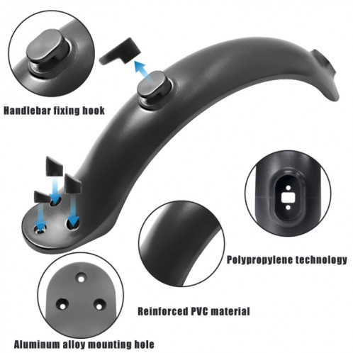 Pour accessoires de scooter électrique Xiaomi M365, garde-boue + support + feu arrière, couleur: noir avec clé SH24011578-06