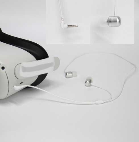 Pour Meta Quest 2 VR lunettes casque intra-auriculaire 3.5 écouteurs en aluminium coudé (blanc) SH501A1874-05