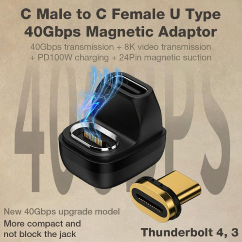 Adaptateur magnétique de type C/USB-C convertisseur de 40 Go de coude en forme de U SH43441649-06
