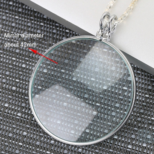 Loupe de collier de lentille en verre de miroir d'expansion ronde de chaîne en métal (argent) SH201B1371-06