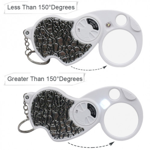 6901A Loupe pliante à double objectif 8X 20X avec lampe LED et porte-clés (noir) SH501B130-06