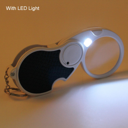 6901A Loupe pliante à double objectif 8X 20X avec lampe LED et porte-clés (noir) SH501B130-06