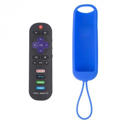 Pour TCL Roku RC280/RC282 2 pièces coque en silicone de télécommande ovale (bleu mer) SH201E91-06