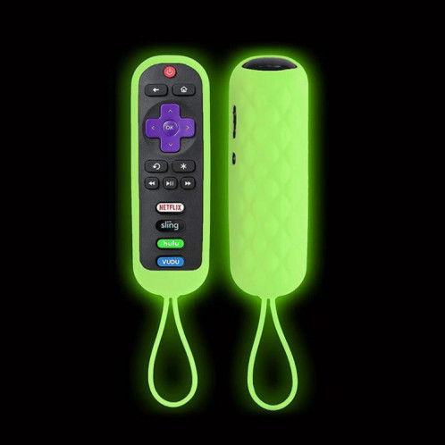 Pour TCL Roku RC280/RC282 2 pièces coque en silicone de télécommande ovale (vert lumineux) SH201H585-06