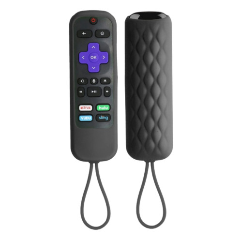 Pour TCL Roku 3600R/3900/Voice RCAL7R 2 pièces télécommande étui en silicone (noir) SH401B488-06