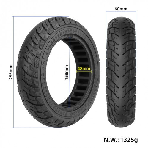 Pour Ninebot Max G30 10 X 2,5 pouces (60/70-6,5) Scooter Pneu en caoutchouc solide Noir SH1902605-04