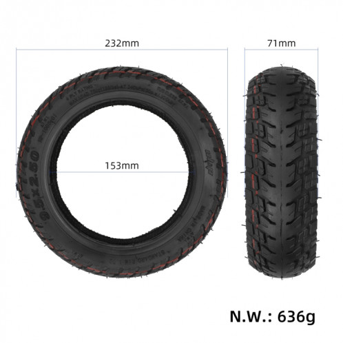 Pneu sans chambre tout-terrain 9.5x2.5 pouces pour Scooter électrique KQI3/KQI3 PRO/KQI3 MAX/KQI3 SPORT sans buse à gaz SH3101370-06