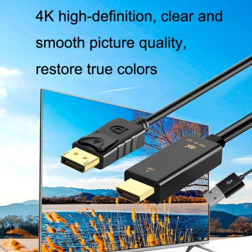 Adaptateur H146 25cm 4K 60Hz HDMI vers DP avec convertisseur d'alimentation HD SH6401285-05